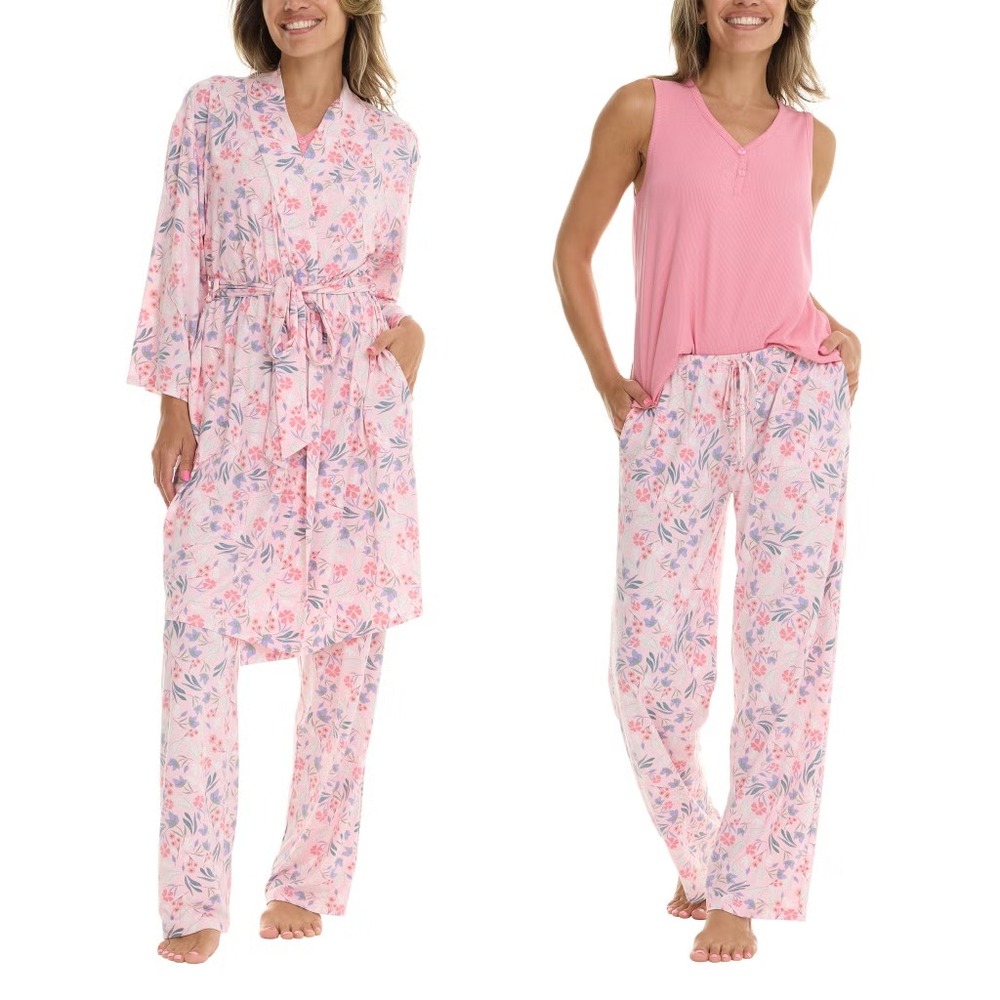Flora Nikrooz Women's 3-piece PJ Set, Pink, Size: Large, New
